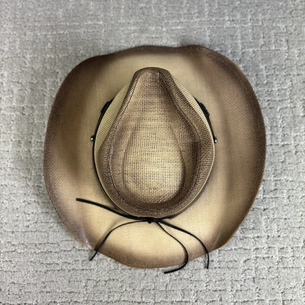 Milani Straw Cowboy Hat Texas Lone Star Western Country Sun Beach Hat O/S